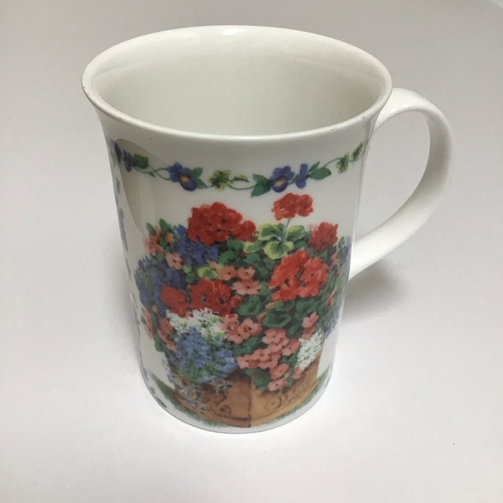 Queen's Fine Bone China Tea Cup Geranium Recipe Gardening Coffee Mug Kathy Brown - Picture 14 of 16